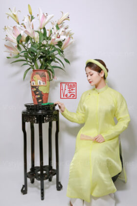 Thuê việt phục áo tấc áo ngũ thân tay chẽn màu vành chanh B62