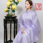 Thuê việt phục áo tấc xước kim tím nhạt lót trắng A50 vstyle