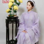 Mã thuê A49 Áo Tấc hoa nhí tím nhạt cho nam hoặc nữ, thuê việt phục, thue áo tấc, thuê nhật bình