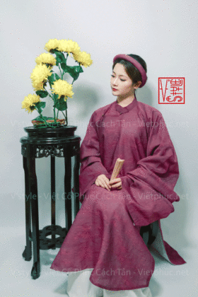 Mã thuê G15: Fullset áo Tấc vải The dệt màu đỏ Tía (unisex)