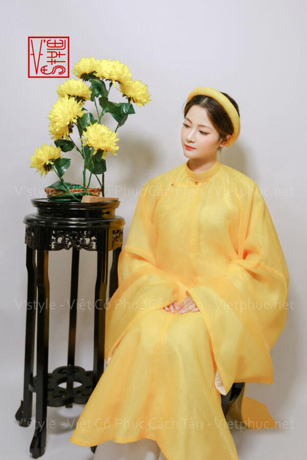 A69: Fullset áo Tấc sa kim vàng lót trắng cho nam hoặc nữ