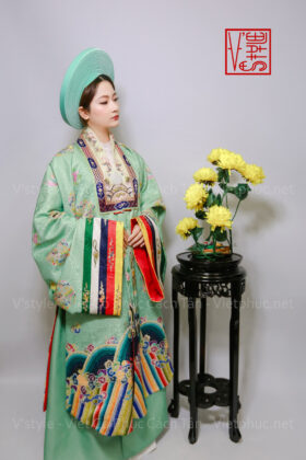 Fullset Nhật Bình xanh ngọc bích kèm thường (váy quây) cho nữ vstyle