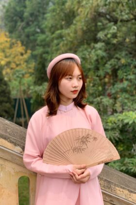 Mã thuê B90: Fullset Tay chẽn tơ vân mây hồng lót hồng (unisex)