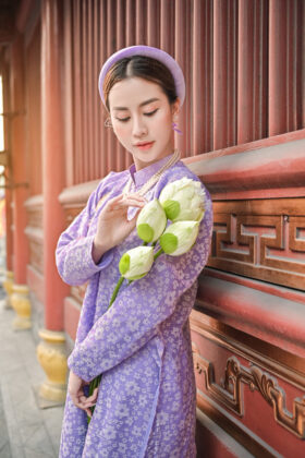 Mã thuê B80: Fullset Tay chẽn hoa nhí tím lót tím (unisex)