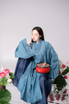 Mã thuê C22: Fullset áo Giao lĩnh sa hàn xanh cổ vịt, quấn thường xanh than (unisex)