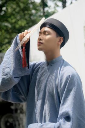 Mã thuê A91: Fullset Tấc tơ xước xanh trời lót đen (unisex)