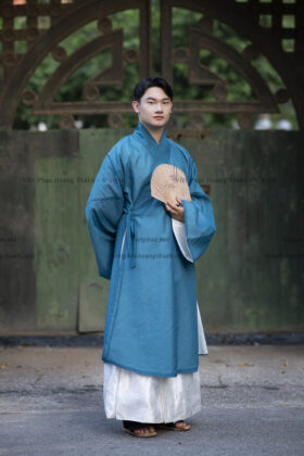 Mã thuê C41: Fullset áo Giao lĩnh sa hàn xanh mòng két, quấn thường trắng (Unisex)