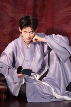 Mã thuê C37: Fullset áo Giao lĩnh sa hàn tím xám lót trắng (unisex)