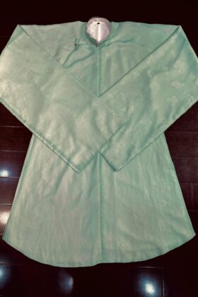 Mã thuê A166: Fullset Áo Tấc sa hàn xanh lá lót trắng (unisex)